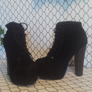 Womens Fashion Ankle Bootie Shoes Lace-up Black